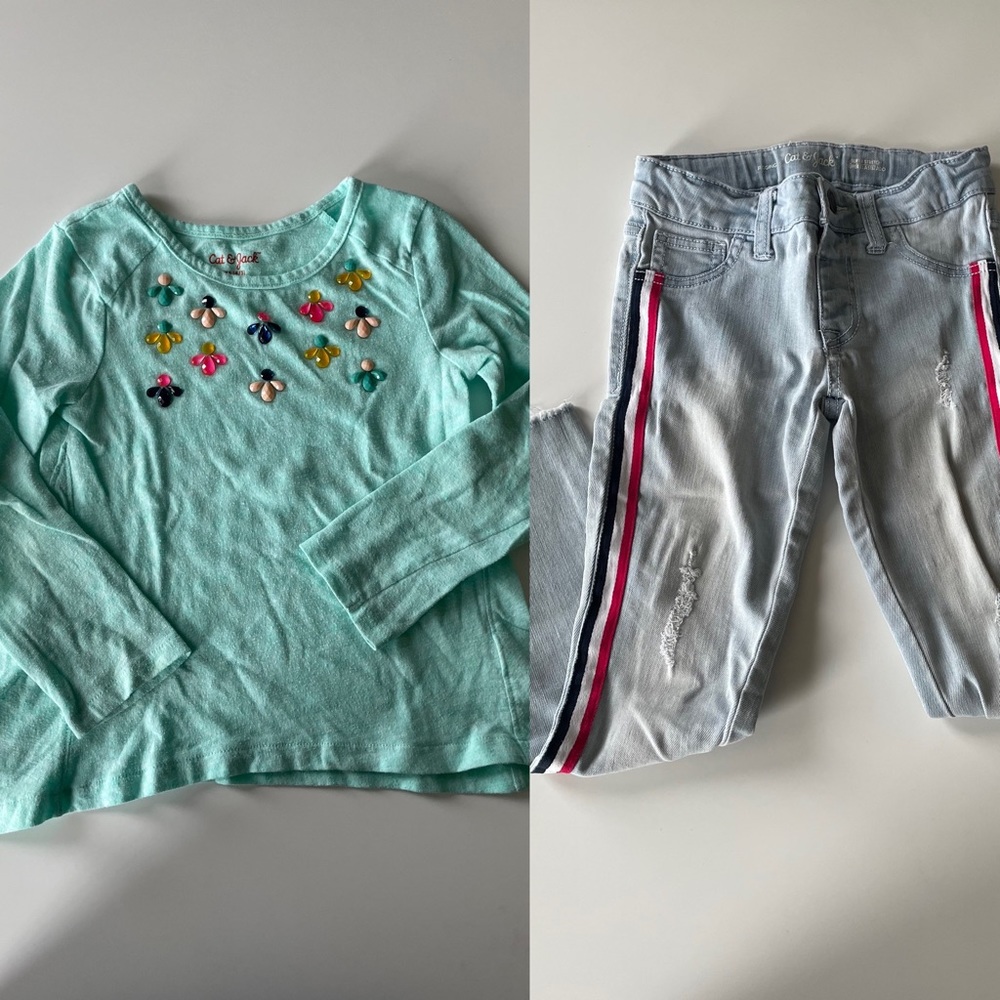 Cat & jack girls long sleeved shirt and jeans